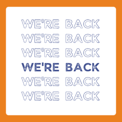 "We're back" repeated several times